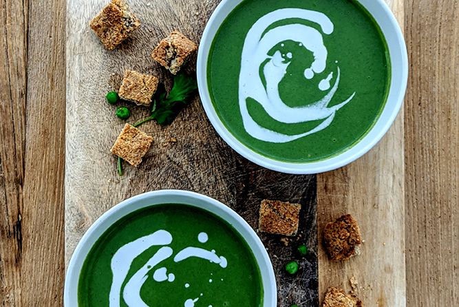 Green Soup with Croutons