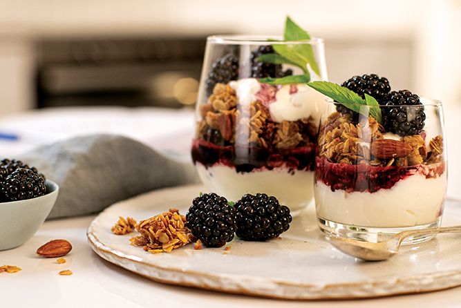 Super Crunchy Coconut Granola with Blackberry Swirl