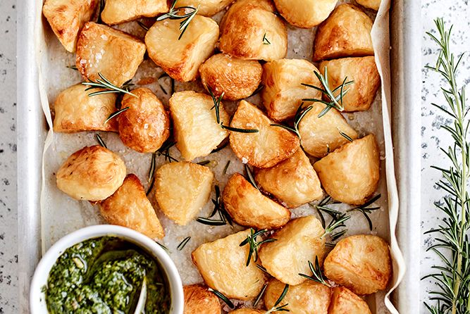 GHEE ROASTED POTATOES WITH PARSLEY PESTO