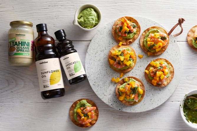 MEXICAN PRAWN & AVOCADO TOSTADAS