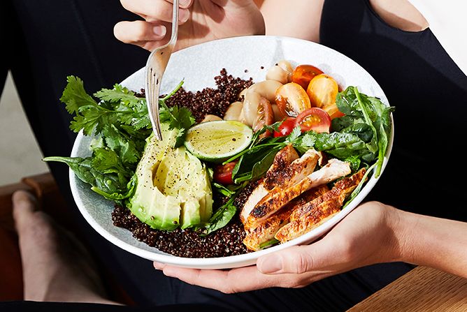 MEXICAN CHICKEN SALAD BOWL WITH SACHA INCHI + LIME DRESSING