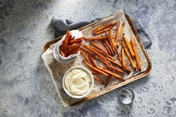 SPICED SWEET POTATO FRIES WITH CASHEW MAYO